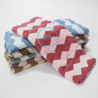 Combo 5 Khăn mặt Lông Cừu Xuất Hàn Kẻ Sọc To Khổ 30x50cm , chất liệu cotton , mềm mịn , an toàn cho mẹ và bé