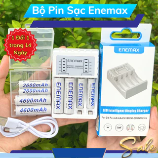 COMBO SẠC NHANH tự ngắt + 4 PinAA4600mAh + 4PinAAA2600mAh Hãng pin Enemax, Pin Sạc Dự Phòng Mic Hát, Điều Khiển.