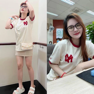 Áo Phông UNISEX Form Rộng Nam Nữ MLB NY Logo Thêu Cổ Bo Chất Liệu 100% Cotton 2 Chiều Cao Cấp Thoáng Mát Hot Trend 2024