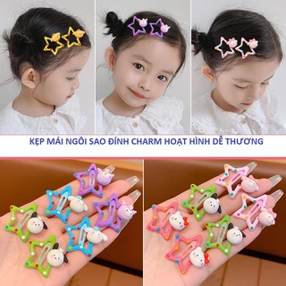 Set 5 Kẹp mái ngôi sao đính charm hoạt hình nhiều mẫu dễ thương cho bé MS1042