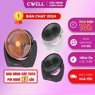 Quạt mini để bàn, quạt tích điện, quạt cầm tay chính hãng CWELL, động cơ không tiếng ồn, Pin khủng, Bán chạy nhất 2023