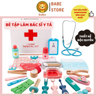 Bộ Đồ Chơi Nhập Vai Bác Sĩ Y Tá Bằng Gỗ Cao Cấp Cho Bé Montessori Giáo Dục Sớm Thông Minh BABE STORE