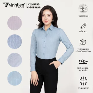 Áo Sơ Mi Nữ Dài Tay Vải Kẻ Modal Slimfit 389 Vĩnh Tiến - Nhiều Màu