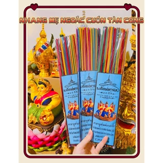 Nhang thần tài mẹ kéo khách ngũ sắc - 3 tấc 79 cây thơm cuốn tàn cong