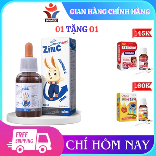 Smartbibi ZinC Giúp Trẻ Ăn Ngon, Giảm Ốm Vặt, Tăng Khả Năng Tập Trung Chai 30ml