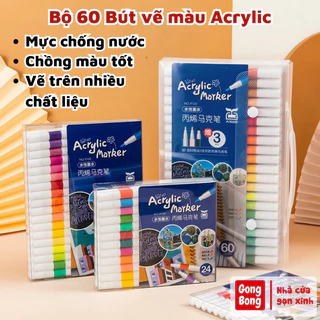 Bút Màu Acrylic Marker 60 Màu Cao Cấp Bút Sơn Acrylic Chống Nước Vẽ Trên Mọi Chất Liệu Bề Mặt