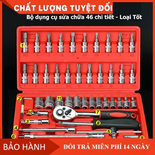 [LOẠI TỐT] Bộ dụng cụ mở bu lông ốc vít, bộ dụng cụ sửa chữa ô tô xe máy, bộ dụng cụ đa năng 46 chi tiết cầm tay cao cấp