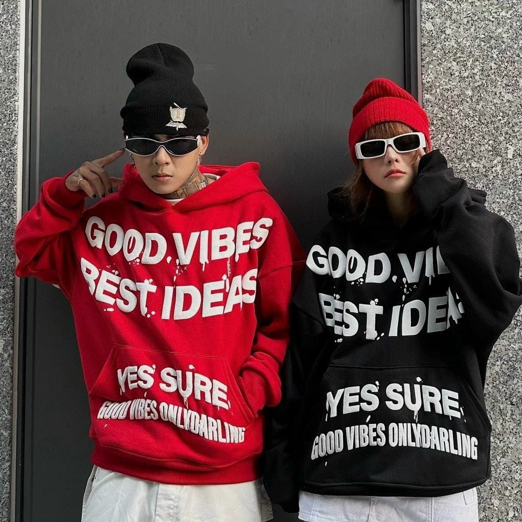 Áo khoác nam Hoodie GOOD VIBES Nỉ Bông IN NỔI Form Rộng Nữ mùa đông cặp đôi Unisex dáng IN YOUR AEA  fammilyshop