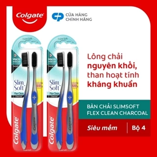 Bàn chải Colgate đánh răng mềm mảnh than hoạt tính Flex Clean Slim Soft xilicon(cây đơn & Bộ 2 cái)