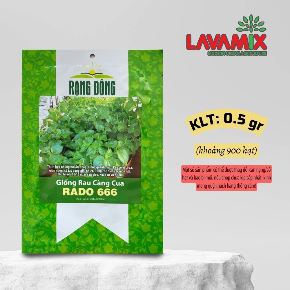 Hạt giống Càng Cua Rado 666 (0,5g~900 hạt) hiệu Rạng Đông trồng quanh năm, dễ chăm sóc | Đất trồng cây Lavamix