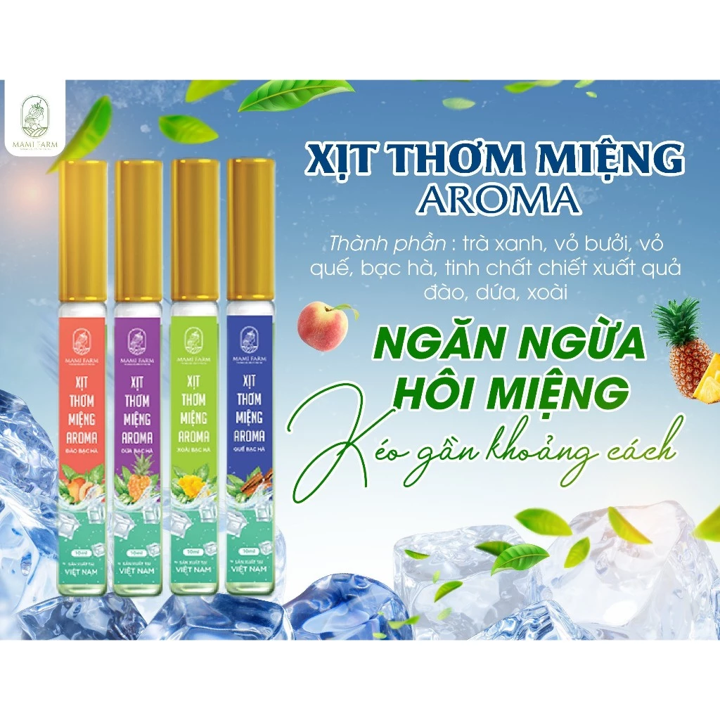 Xịt Thơm Miệng AROMA Ngăn Ngừa Hôi Miệng ,100% Thiên Nhiên - Sản Phẩm Mới Của Mami Farm