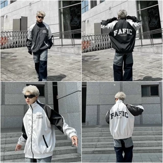 Áo khoác dù bomber FAFIC 2 lớp dày dặn form unisex phối đen trắng siêu chất