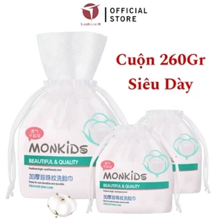 Khăn Lau Mặt Khô MONKIDS, Khăn Tẩy Trang Đa Năng Dùng Ướt Dùng Khô Cotton Mềm Mại