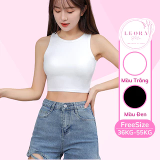 Áo ba lỗ nữ croptop LEORA, áo thun croptop nữ ôm body phong cách thể thao cá tính K008