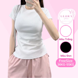 Áo thun nữ baby tee LEORA, áo phông baby tee trơn ôm body phong cách mùa hè N002