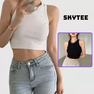 Áo Skytee.vn ba lỗ, áo croptop sát nách nữ kiểu ôm body tank top vải cotton co giãn tốt đi chơi, đi biển FG005