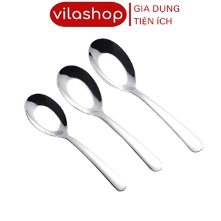 Thìa Inox Cao Cấp, Muỗng Ăn Phở Inox Cán Trơn Dài, Hàng Cao Cấp Sáng Bóng Bền Đẹp Tiện Lợi