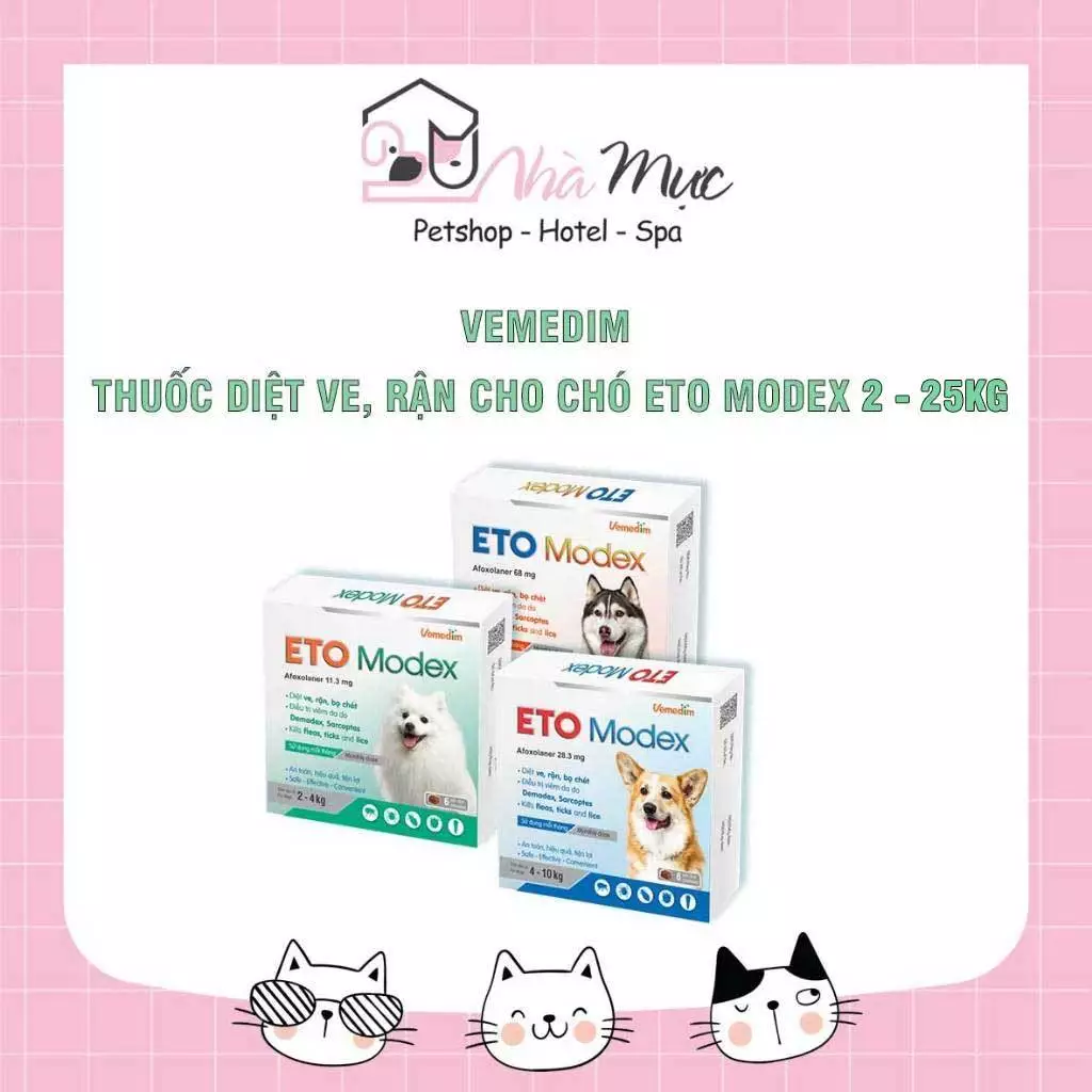 Viên Diệt Ve, Rận, Bọ Chét Eto Modex Vemedim Dành Cho Chó 2 - 25kg