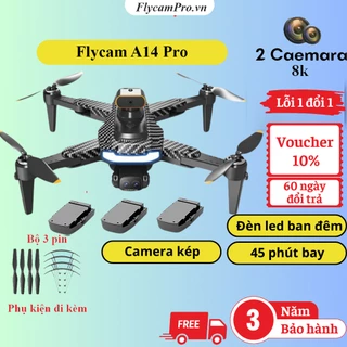 Flycam A14 Pro max, Plycam động cơ không chổi than, Cảm biến chống va chạm, Play cam camera kép 8k