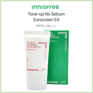 Kem chống nắng nâng tông kiềm dầu innisfree Tone Up No Sebum Sunscreen EX SPF 50+ PA++++ 60 mL (New 2023)