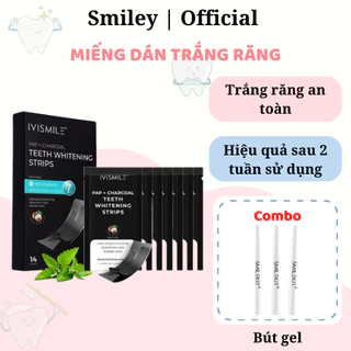 Miếng dán trắng răng than tre IVISMILE vị bạc hà- Miếng dán trắng răng hiệu quả nhanh chóng không gây ê buốt cho răng