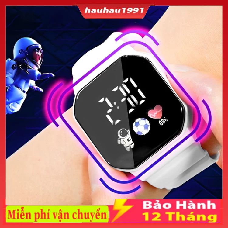 Đồng Hồ Đeo Tay Điện Tử Đèn LED Mặt Vuông Màu Trơn Phong Cách Hàn Quốc Siêu Hot