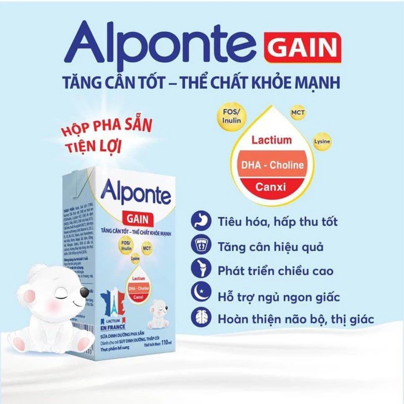 SỮA BỘT PHA SẴN ALPONTE GAIN 180ML _ TĂNG CÂN KHOẺ MẠNH _ TIÊU HOÁ ,HẤP THU TỐT