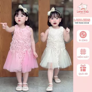 Đầm Váy Công Chúa Đuôi Cá Bé Gái 8 - 23kg Xếp Bèo Dễ Thương Đi Chơi  Đi Tiệc Lana Kids V004