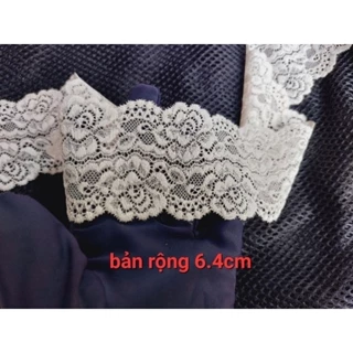 dây ren thun mịn màu hồng da bản rộng 6.4cm