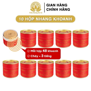 Bộ 10 hộp nhang khoanh vòng trầm hương đốt xông nhà tẩy uế đồ thờ cúng phong thủy Trầm Hương Hà Xá