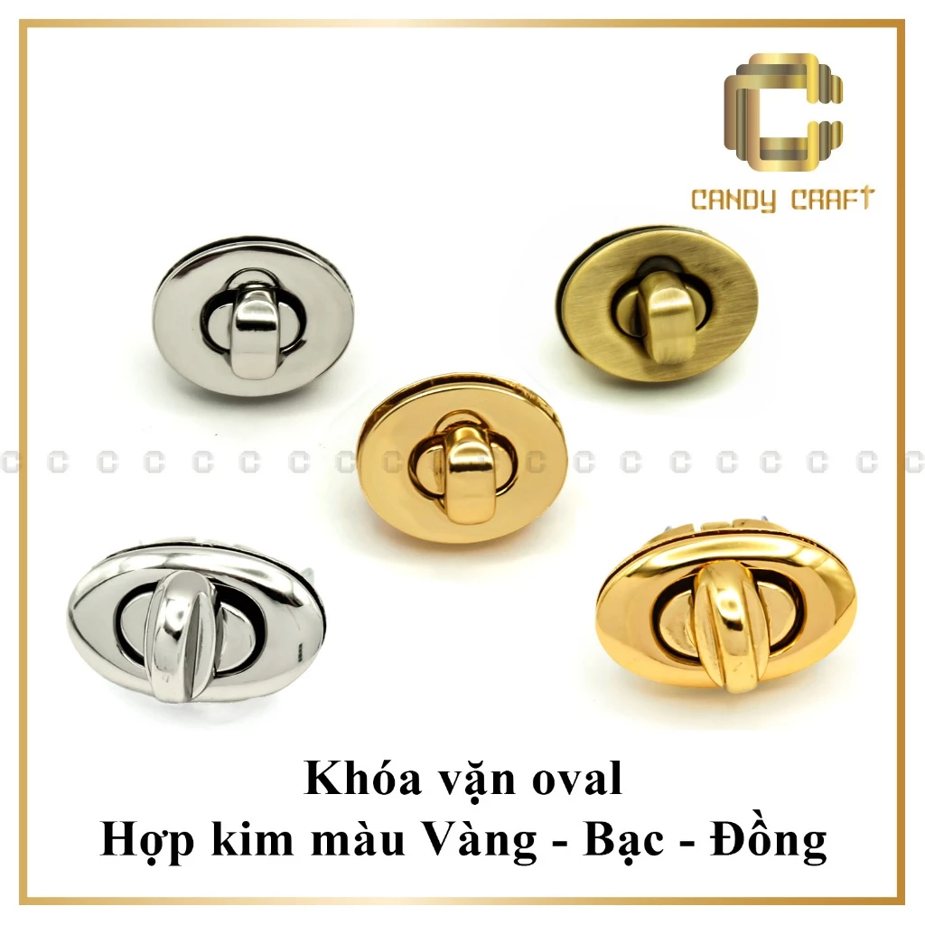 Khóa vặn oval (khóa trứng)gắn túi - cặp - phụ kiện làm túi xách