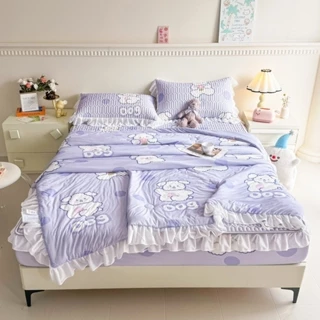 Chiếu Điều Hoà Cao Su Non Bo Chun Kèm Chăn Thun Lạnh - Mềm Mại Bedding