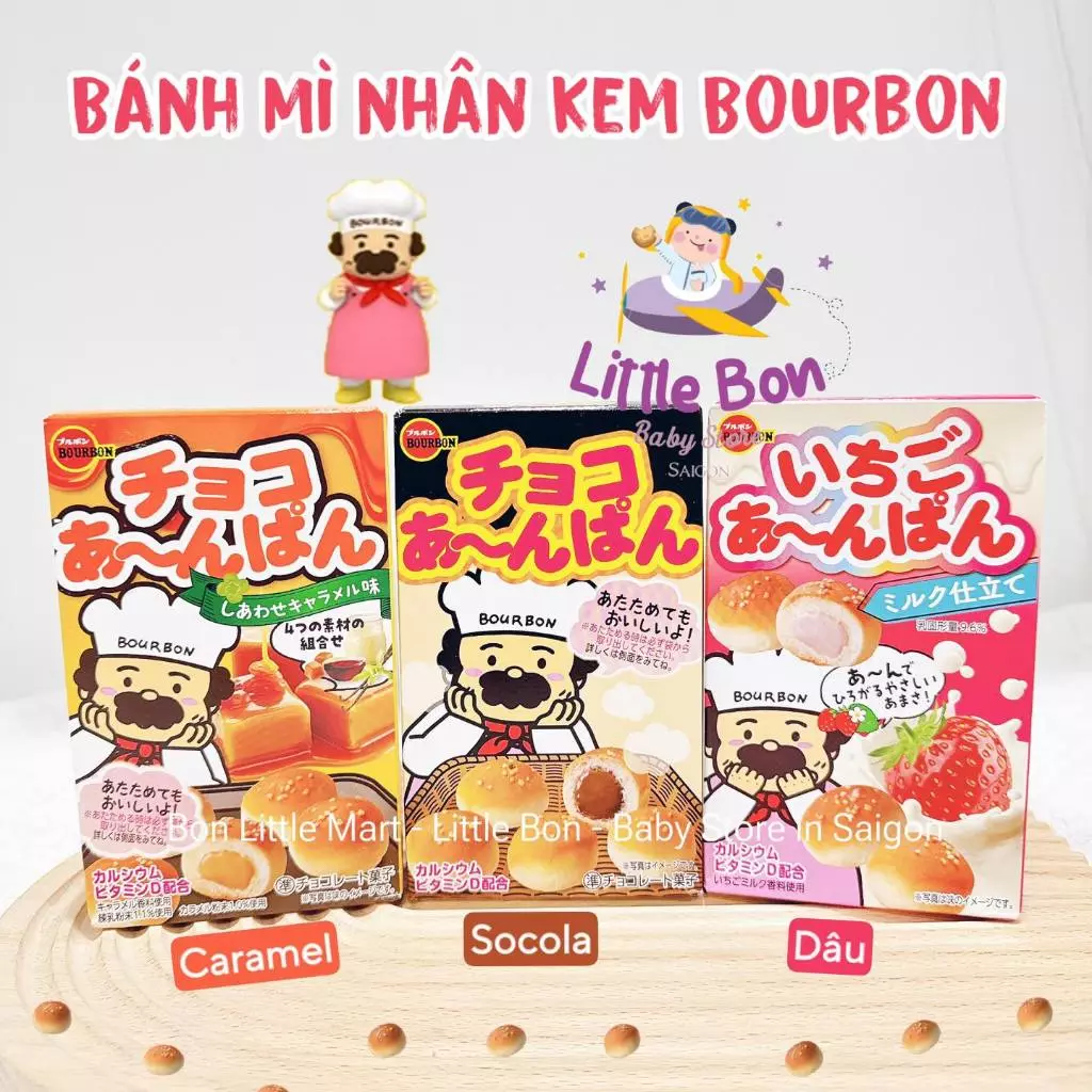 Bánh mì tươi nhân kem BourBon Nhật cho bé 12M bay air