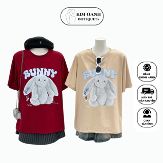 Áo phông Thỏ Bunny Unisex với 6 màu: đen, trắng, xanh, be, dâu, đỏ 95% Cotton 5% Spandex Áo Thun nam nữ co giãn 4 chiều