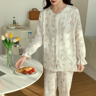 [𝐒𝐀𝐋𝐄 𝐗𝐀̉ 𝐌𝐀̂̃𝐔] Bộ đồ bầu và sau sinh vải xô muslin cao cấp mềm mại, thoáng mát mẫu hoa mận 2023