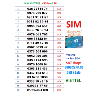 Sim viettel số đẹp 16