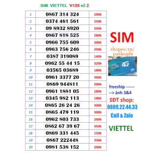 Sim 10 số 4g viettel 2