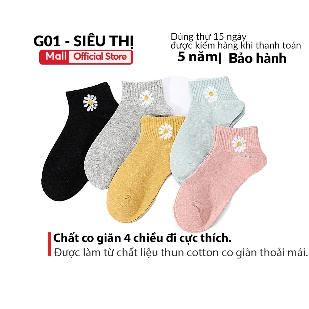 COMBO 10 Đôi Tất Gấu, Hoa Cúc Cổ Ngắn ( Khử Mùi , Thấm Mồ Hôi , Thoáng Khí )