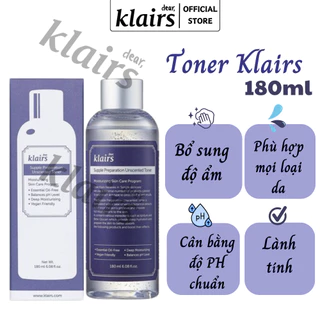 [CHÍNH HÃNG]Toner dưỡng ẩm, Nước cân bằng da Klairs 180ml không mùi, dưỡng ẩm tức thì – Nước hoa hồng dưỡng ẩm