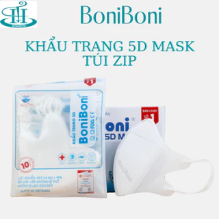 Combo khi mua 2 hộp ( 1 hộp 50 chiếc ) Khẩu Trang 5D BoniBoni tặng 1 khăn khô 200gr