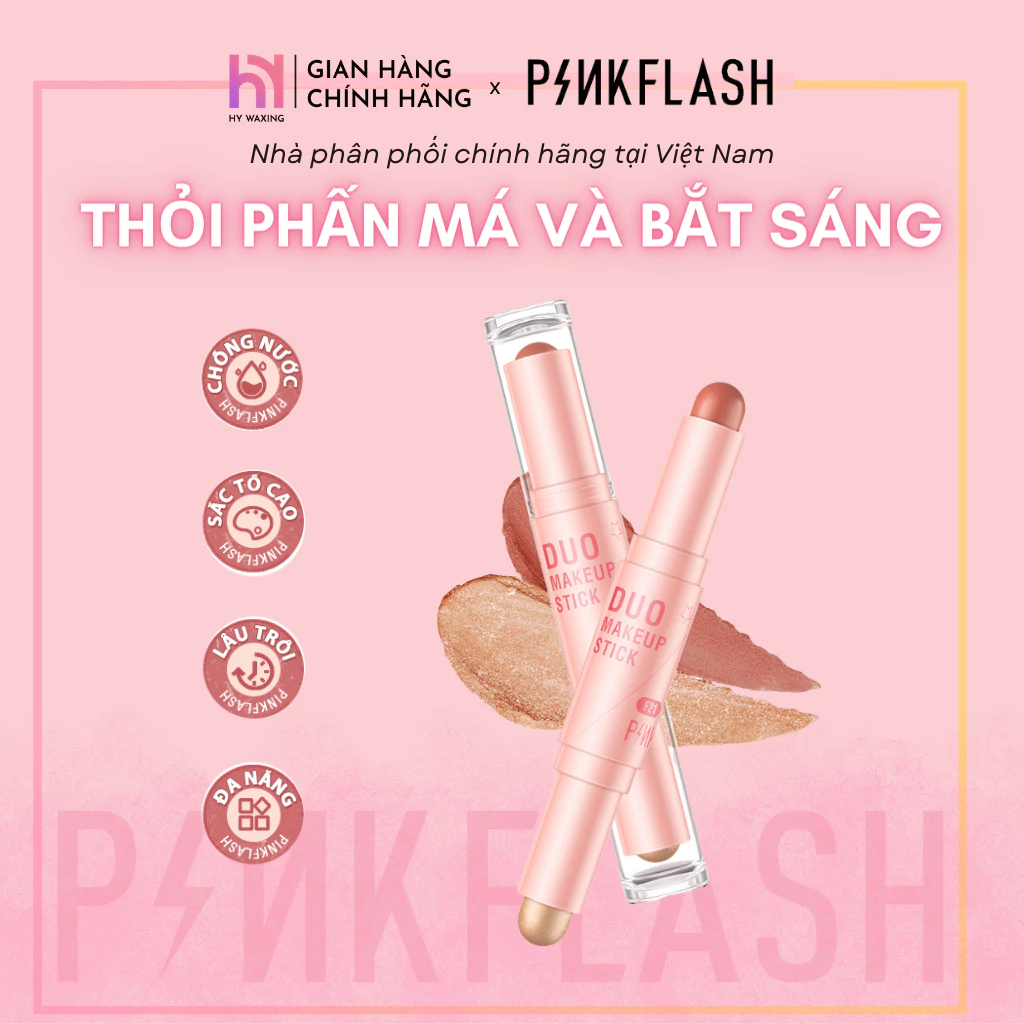 Kem Tạo Khối Bắt Sáng Hai Đầu PINKFLASH Tích Hợp 2in1 Đa Năng Có Thể Làm Phấn Má Chất Mềm Mịn  Lâu Trôi