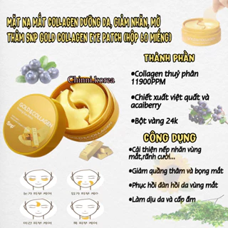 Mặt nạ mắt collagen dưỡng da, giảm nhăn, mờ thâm SNP Gold Collagen Eye Patch (hộp 60 miếng)