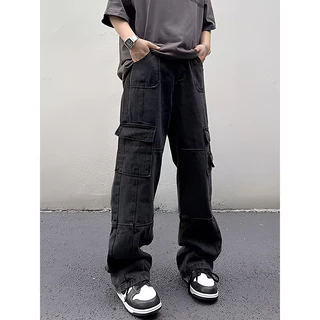 Quần Jean Nam SUVAN STORE Túi Hộp Hiphop Ống Rộng Xuông Dài Cargo Pants Trơn Thời Trang Cho nữ/nam