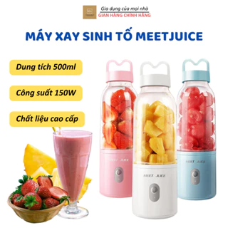 Máy Xay Sinh Tố Đa Năng Meet Juice Chính Hãng,Máy Xay Hoa Quả Mini Cầm Tay Dung Tích 500ML 4 Lưỡi Xay Cực Mạnh,Tiện Lợi