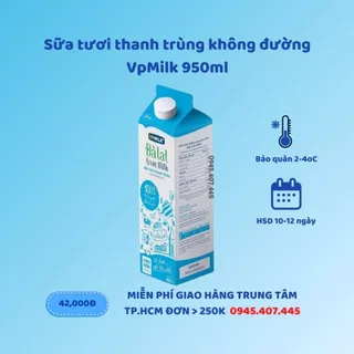 Sữa Tươi Thanh Trùng Vpmilk không đường 950ml