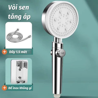 Bộ Vòi Hoa Sen Đầu Vòi Tăng Áp 5 Chế Độ Tiết Kiệm Nước, Chất liệu Nhựa ABS, Dễ Lắp Đặt