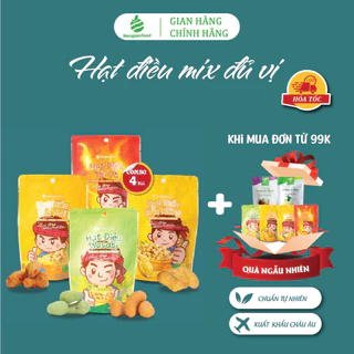 Hạt điều phủ vị phô mai, sầu riêng, tỏi ớt, wasabi Nonglamfood túi 45g | Đồ ăn vặt dinh dưỡng