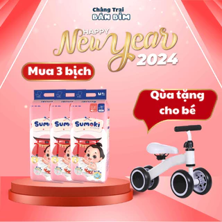 [ 3 Bịch + Xe chòi 4 bánh ] Tã Bỉm Sumoki Nhật Bản size NB64/S56/M48/L42/XL40/XXL38/XXXL36, mỏng, thấm hút 1200ml,