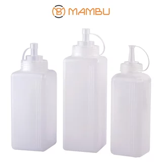 Chai nhựa đựng sốt cao cấp có nắp có chia vạch 600ml 800ml 1000ml - Bình vuông đa năng