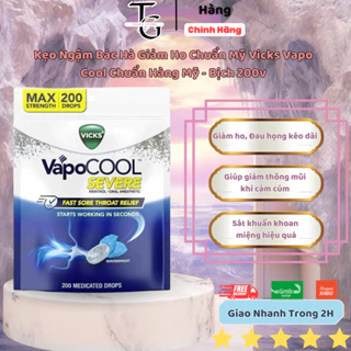 Kẹo Ngậm Bạc Hà Giảm Ho Chuẩn Mỹ Vicks Vapo Cool Chuẩn Hàng Mỹ  - Bịch 200v